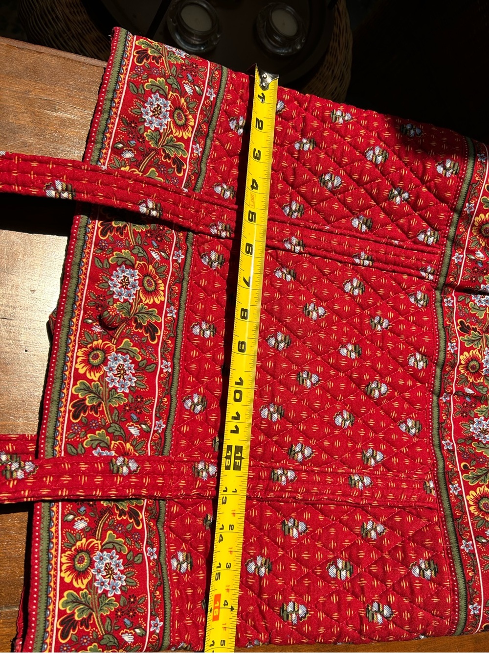Vera Bradley Lg Quilted Floral Red Tote Bag. Bonus! W/ Matching Pouch-exc shape! - Picture 10 of 15